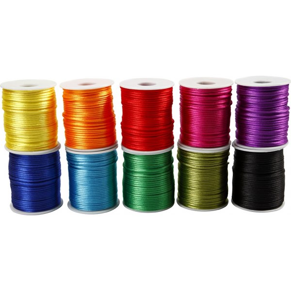 Cordon satin - couleurs fortes - 10 x 50 m