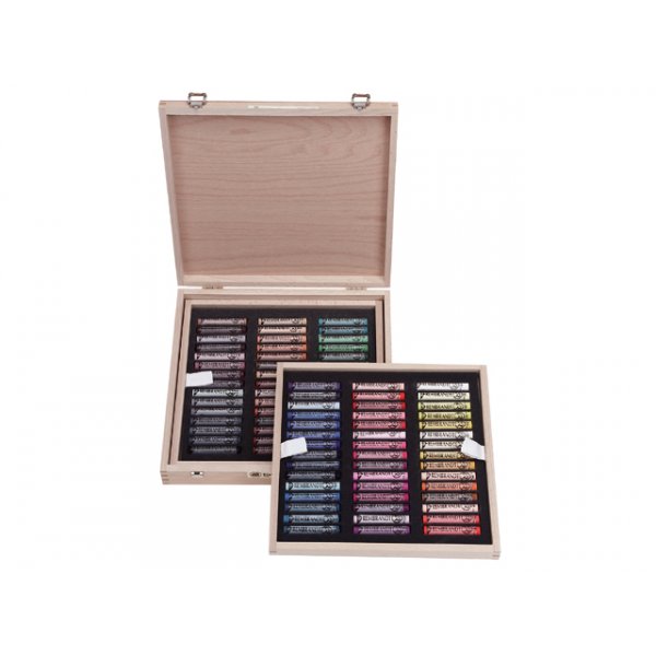 Portraits au pastel tendre dans une bote en bois - 90 pcs