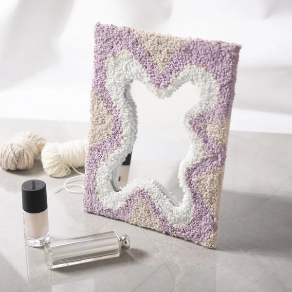Kit DIY Punch Needle, couleurs pastel, Miroir