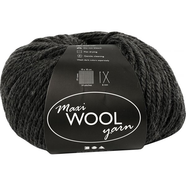 Fil de laine - mlange gris fonc - 100 g