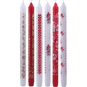 Bougie calendrier - rouge/blanc - 22 mm - 6 x 4 pcs Bougie calendrier - rouge/blanc - 22 mm - 6 x 4 pcs
