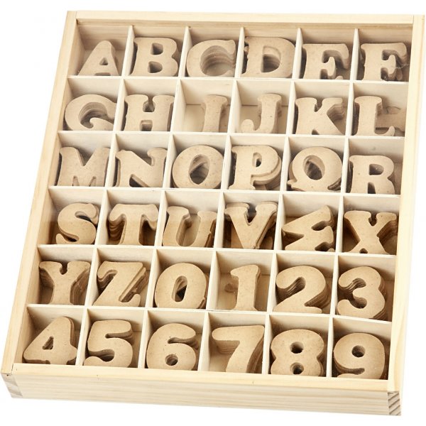 Lettres et chiffres en bois - 288 pcs