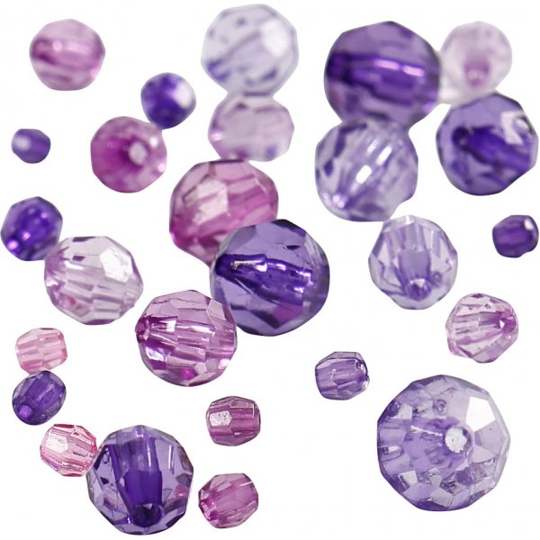 Perles en plastique  facettes Harmony - mixtes - violet - 45 g