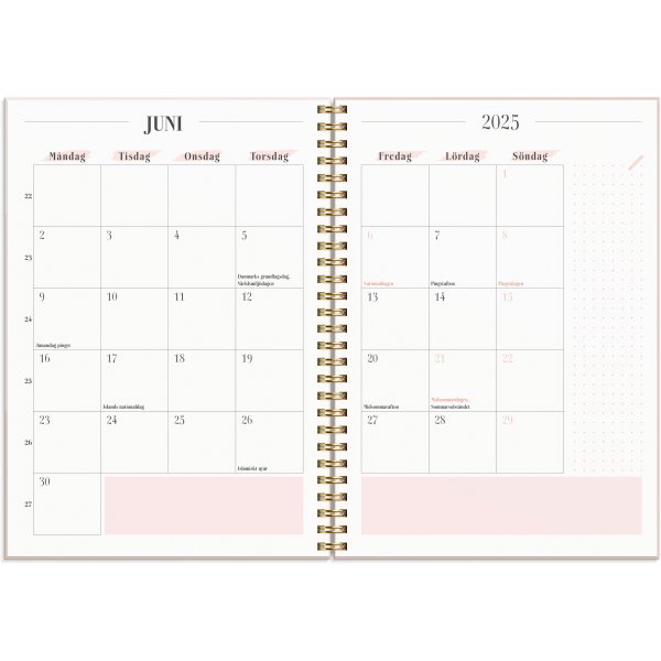 Calendrier 24/25 - Life Planner Rose Horizontal