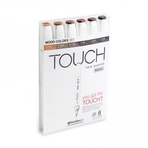 Touch Twin Brush Marker 6pcs - Couleurs Bois Touch Twin Brush Marker 6pcs - Couleurs Bois