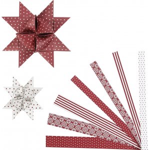 Bandes étoiles - rouge - blanc - Ø6,5+11,5 cm - 60 bandes Bandes étoiles - rouge - blanc - Ø6,5+11,5 cm - 60 bandes