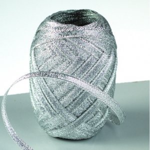 Ruban noeud lurex 5 mm - paquet de 25 - argent écheveau de 10 m Ruban noeud lurex 5 mm - paquet de 25 - argent écheveau de 10 m
