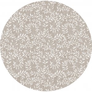 Toile cirée PVC Ronde Petite feuille - Lin Toile cirée PVC Ronde Petite feuille - Lin