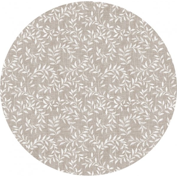 Toile cirée PVC Ronde Petite feuille - Lin