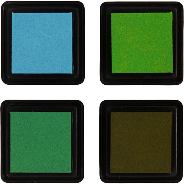 Tampon encreur - vert - vert clair - olive - aqua - 4 pcs