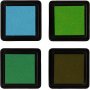 Tampon encreur - vert - vert clair - olive - aqua - 4 pcs