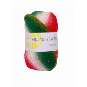 Fil Viking Nordlys 100g - Vert/blanc/rouge (939) Fil Viking Nordlys 100g - Vert/blanc/rouge (939)