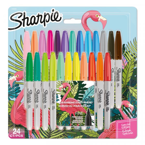 Ensemble de stylos fibre Sharpie Flamingo - paquet de 24 - Couleurs non tries