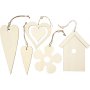 Décorations en bois 5 designs différents - 100 pcs