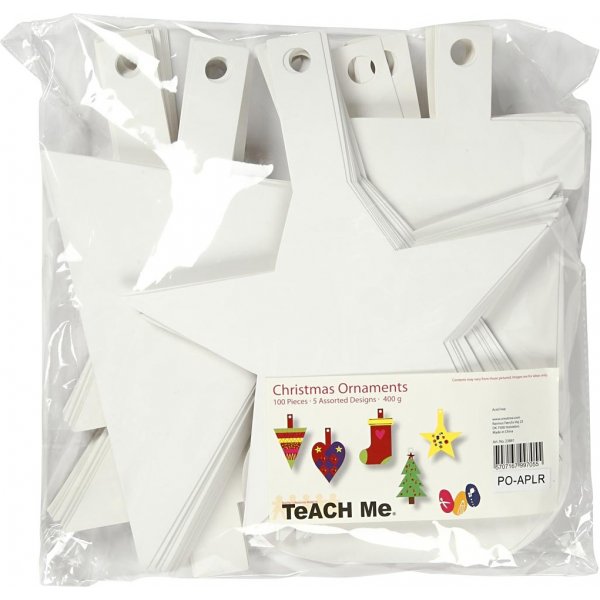 Figurines en carton - Décorations de Noël - blanc - 5 x 20 pcs Figurines en carton - Décorations de Noël - blanc - 5 x 20 pcs