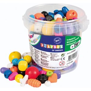 Perles en bois aux couleurs de base du seau - 190 g Perles en bois aux couleurs de base du seau - 190 g