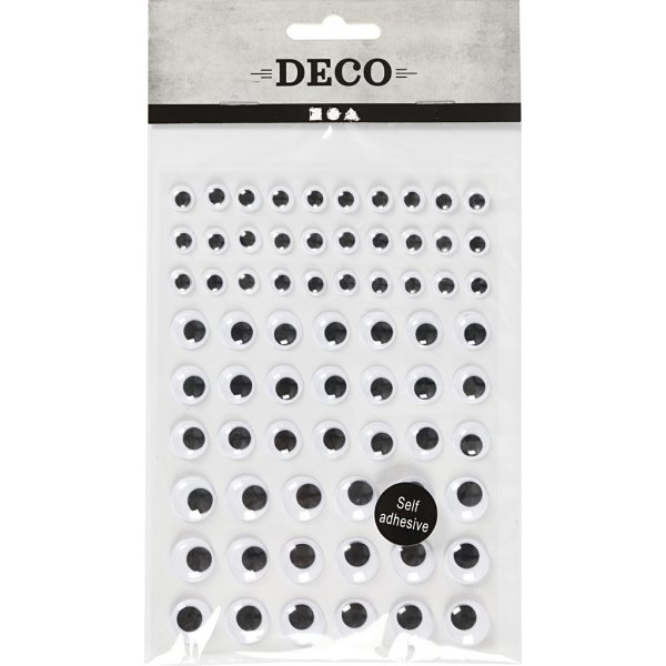 Yeux mobiles - blancs - autocollants - Ø8+12+14 mm - 69 pcs Yeux mobiles - blancs - autocollants - Ø8+12+14 mm - 69 pcs