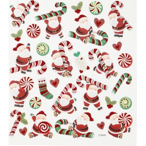 Autocollants - Père Noël et bâtonnet de cochon à pois Autocollants - Père Noël et bâtonnet de cochon à pois