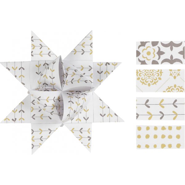 Bandes toiles - or - blanc - 6,5+11,5 cm, 48 bandes