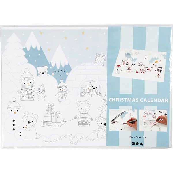 Calendrier de Noël en carton - blanc - 3 pcs Calendrier de Noël en carton - blanc - 3 pcs