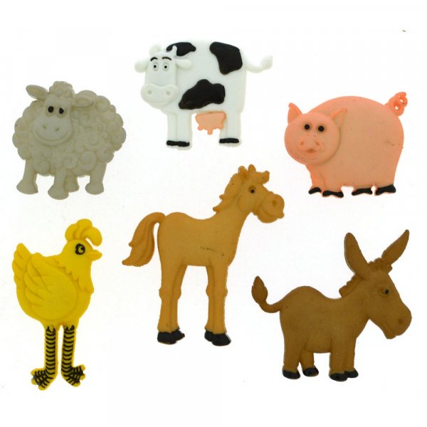 Boutons multicolores 28x20 - 30x35 mm - Fun farm