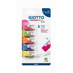 Gomme Giotto Mini Gomma Fluorescente - paquet de 5 Gomme Giotto Mini Gomma Fluorescente - paquet de 5