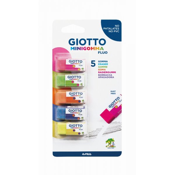 Gomme Giotto Mini Gomma Fluorescente - paquet de 5