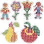 Assiettes perles - fleur - fille - garçon - pomme et poire - 6 pcs