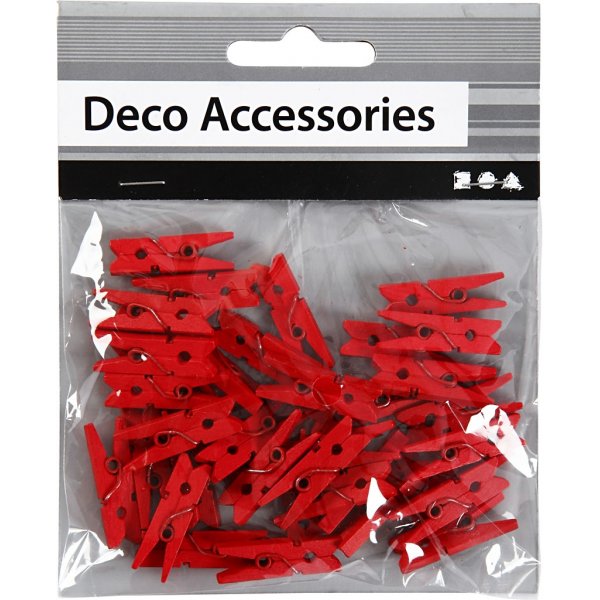 Mini pinces  linge - rouge - 36 pcs