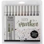 Marqueurs de croquis - couleurs ternes - 12 pcs