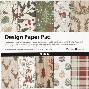 Papier design - marron/vert - 50 feuilles Papier design - marron/vert - 50 feuilles
