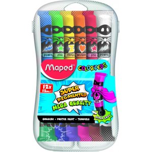 Tubes de couleur gouache - Maped - pack de 12 couleurs vives Tubes de couleur gouache - Maped - pack de 12 couleurs vives