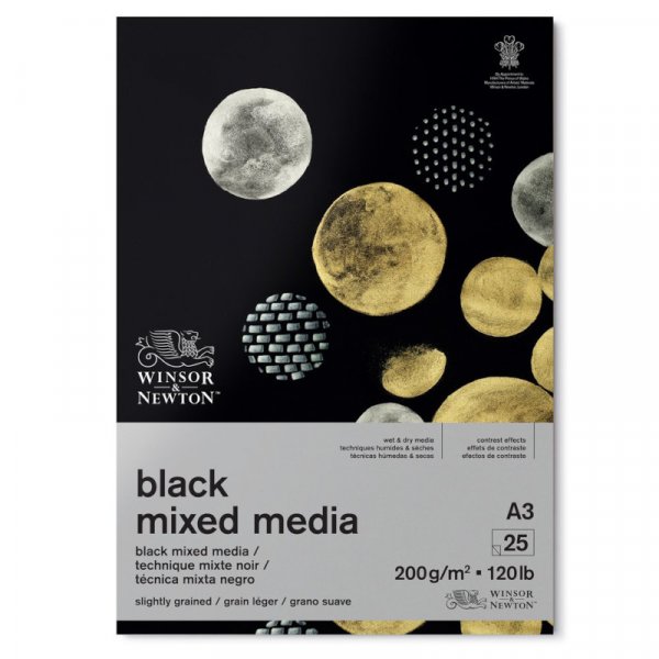 Bloc  dessin - Winsor & Newton - Black Pad Mixed Media - A3