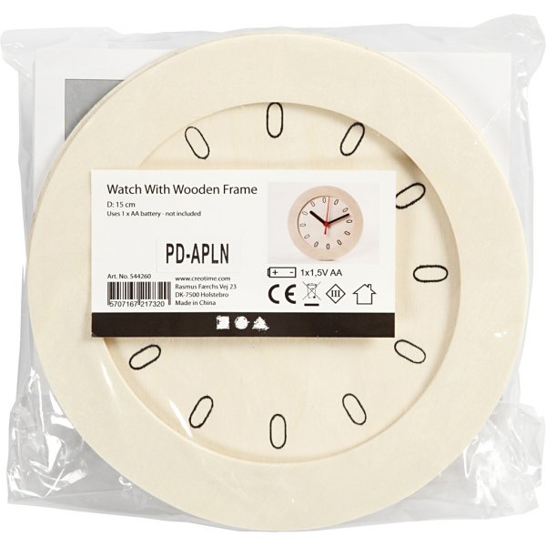 Horloge avec cadre en bois - 15 cm