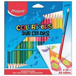 Coffret de crayons de couleur - Maped - Color'peps 24 crayons DUO = 48 couleurs Coffret de crayons de couleur - Maped - Color'peps 24 crayons DUO = 48 couleurs