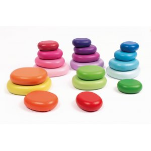 Pierres rondes en bois colorées 20 pcs Pierres rondes en bois colorées 20 pcs