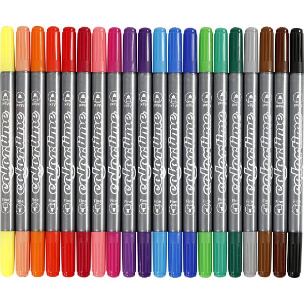 Marqueur Colortime Double - couleurs standards - 20 pcs