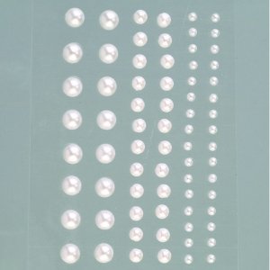 Demi-perles acryliques autocollantes 3 5 7 mm - perle blanche paquet de 72 rondes Demi-perles acryliques autocollantes 3 5 7 mm - perle blanche paquet de 72 rondes