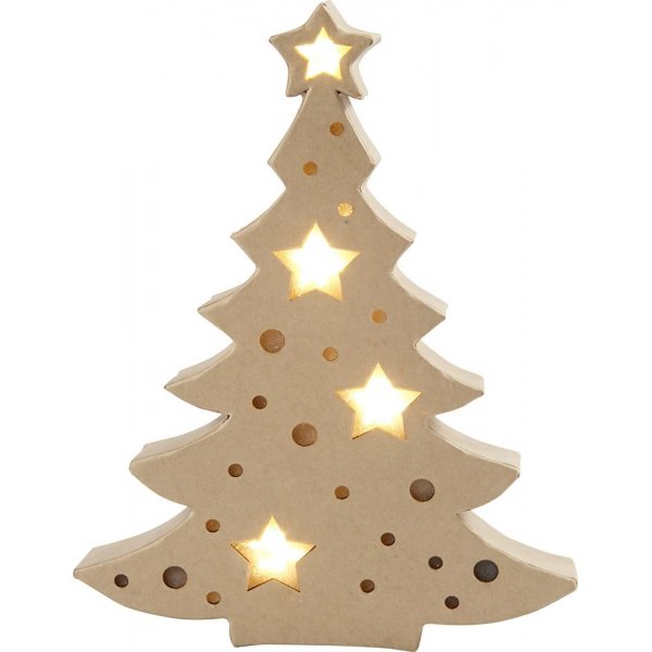 Figurine en carton avec lumire intgre - Sapin de Nol