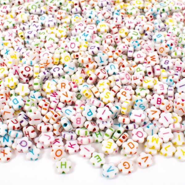 Perles lettres Fleurs - 9 mm - 200 g - 920 pcs