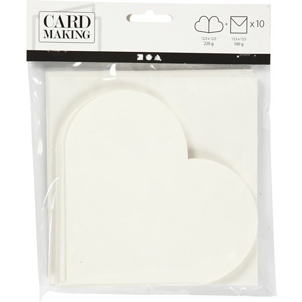Cartes coeur - blanc cass - 10 sets