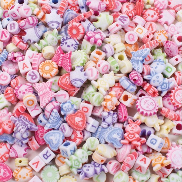 Perles et lettres pastel - 550 pcs