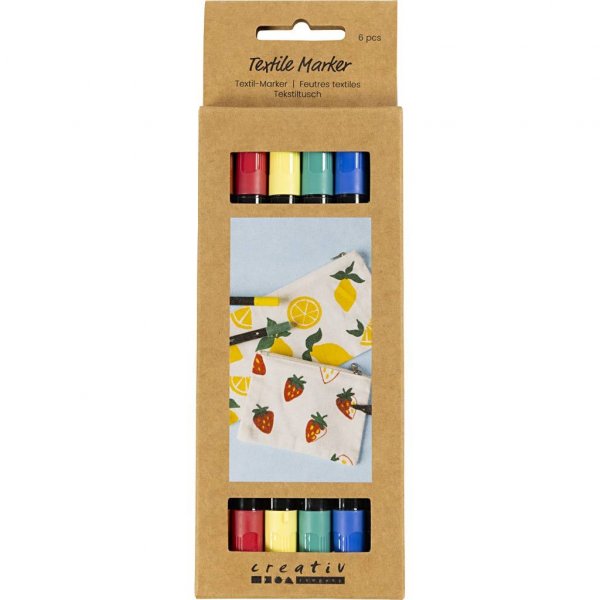 Marqueurs textiles - couleurs standards - 6 pcs