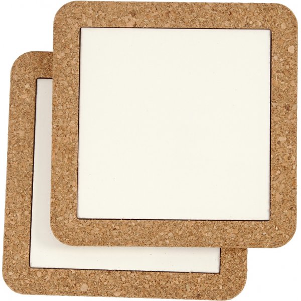 Sous-verres avec cadres en lige - blanc - 2 pcs