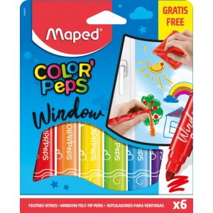 Set de crayons fibre - Maped - Color´Peps 6 crayons à fenêtre + chiffon microfibre Set de crayons fibre - Maped - Color´Peps 6 crayons à fenêtre + chiffon microfibre
