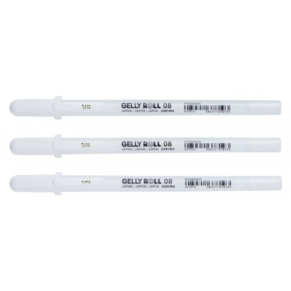 Stylos gel Sakura Gelly Roll - 3 stylos (Blanc 08)