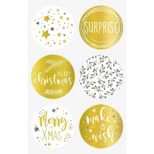 Autocollant - Rond 4 cm - Noël doré Autocollant - Rond 4 cm - Noël doré