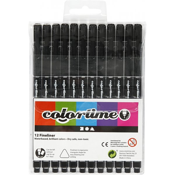 Marqueur Colortime Fineliner - noir - 12 pcs Marqueur Colortime Fineliner - noir - 12 pcs