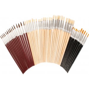 Set de pinceaux ronds - plats et fins - 50 pcs Set de pinceaux ronds - plats et fins - 50 pcs