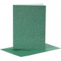 Cartes et enveloppes - vert - paillettes - 4 sets